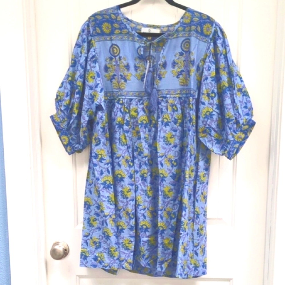 Fox And The Mermaid Floral Blue and Green Dress